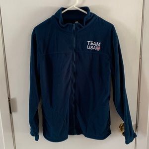Olympics Team U.S.A. teal fleece long sleeve jacket with embroidered logo Size L